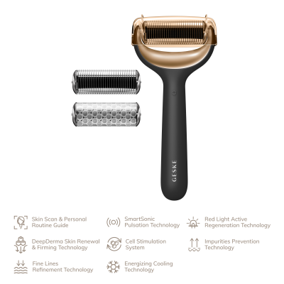Електронний ролик для обличчя та тіла з мікроголками GESKE MicroNeedle Face & Body Roller 8 в 1 сірий Електронний ролик для обличчя та тіла з мікроголками GESKE MicroNeedle Face & Body Roller 8 в 1 сірий