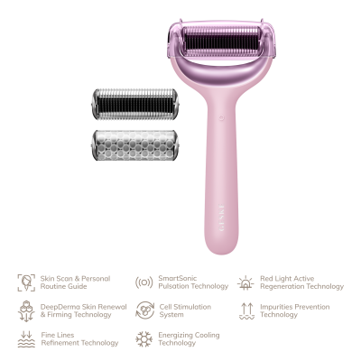 Електронний ролик для обличчя та тіла з мікроголками GESKE MicroNeedle Face & Body Roller 8 в 1 рожевий Електронний ролик для обличчя та тіла з мікроголками GESKE MicroNeedle Face & Body Roller 8 в 1 рожевий