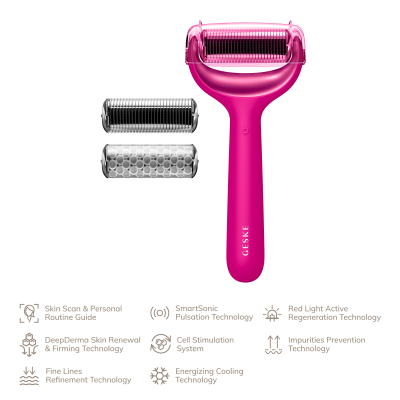 Електронний ролик для обличчя та тіла з мікроголками GESKE MicroNeedle Face & Body Roller 8 в 1 пурпуровий Електронний ролик для обличчя та тіла з мікроголками GESKE MicroNeedle Face & Body Roller 8 в 1 пурпуровий