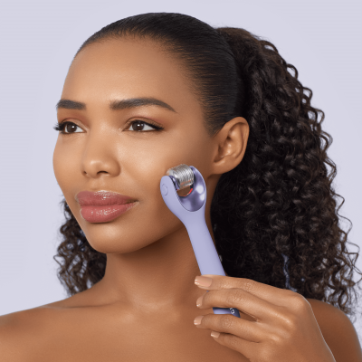 Електронний ролик для обличчя з мікроголками GESKE MicroNeedle Face Roller 9 в 1 фіолетовий