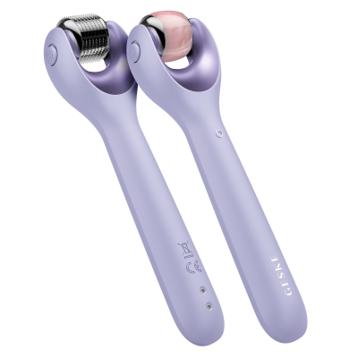 Електронний ролик для обличчя з мікроголками GESKE MicroNeedle Face Roller 9 в 1 фіолетовий