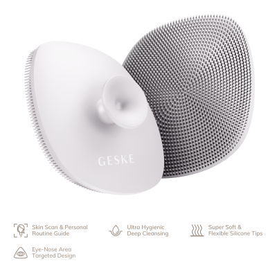 Щітка для обличчя GESKE Facial Brush 4 в 1 білий з тримачем Щітка для обличчя GESKE Facial Brush 4 в 1 білий з тримачем