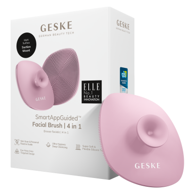 Щітка для обличчя GESKE Facial Brush 4 в 1 рожевий з тримачем