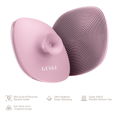 Щітка для обличчя GESKE Facial Brush 4 в 1 рожевий з тримачем Щітка для обличчя GESKE Facial Brush 4 в 1 рожевий з тримачем