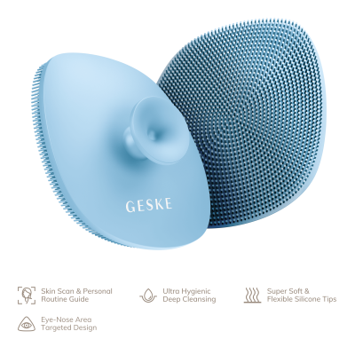 Щітка для обличчя GESKE Facial Brush 4 в 1 аквамарин з тримачем Щітка для обличчя GESKE Facial Brush 4 в 1 аквамарин з тримачем