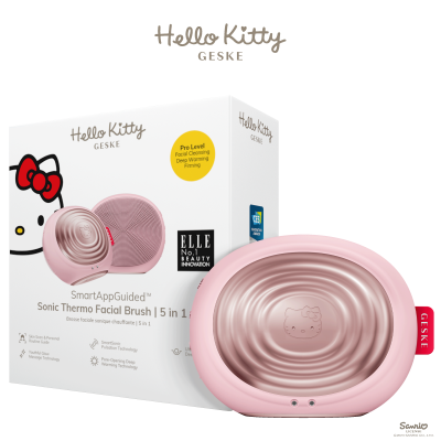 Електронна звукова термо щітка для обличчя GESKE Sonic Thermo Facial Brush 5 в 1 by Hello Kitty рожевий
