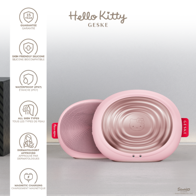 Електронна звукова термо щітка для обличчя GESKE Sonic Thermo Facial Brush 5 в 1 by Hello Kitty рожевий