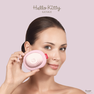 Електронна звукова термо щітка для обличчя GESKE Sonic Thermo Facial Brush 5 в 1 by Hello Kitty рожевий