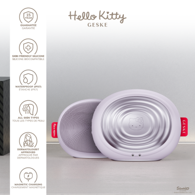 Електронна звукова термо щітка для обличчя GESKE Sonic Thermo Facial Brush 5 в 1 by Hello Kitty фіолетовий