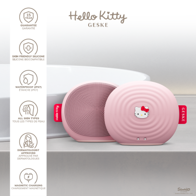 Електронна звукова щітка для обличчя GESKE Sonic Facial Brush 4 в 1 by Hello Kitty рожевий