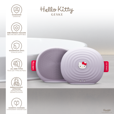 Електронна звукова щітка для обличчя GESKE Sonic Facial Brush 4 в 1 by Hello Kitty фіолетовий