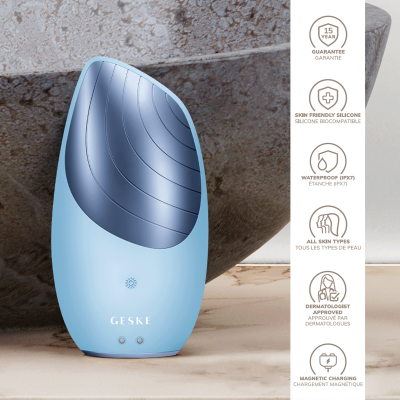 Електронна звукова термо щітка для обличчя GESKE Sonic Thermo Facial Brush 6 в 1 аквамарин Електронна звукова термо щітка для обличчя GESKE Sonic Thermo Facial Brush 6 в 1 аквамарин
