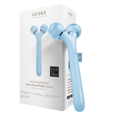 Електронний звуковий ролик для обличчя GESKE Sonic Facial Roller 4 в 1 аквамарин