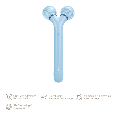 Електронний звуковий ролик для обличчя GESKE Sonic Facial Roller 4 в 1 аквамарин