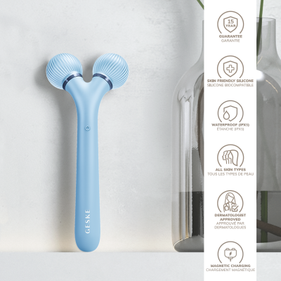 Електронний звуковий ролик для обличчя GESKE Sonic Facial Roller 4 в 1 аквамарин