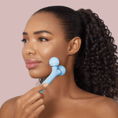 Електронний звуковий ролик для обличчя GESKE Sonic Facial Roller 4 в 1 аквамарин