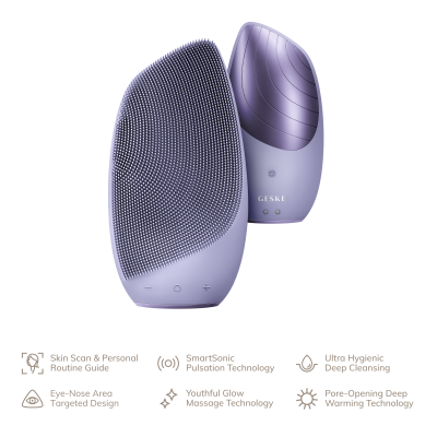 Електронна звукова термо щітка для обличчя GESKE Sonic Thermo Facial Brush 6 в 1 фіолетовий