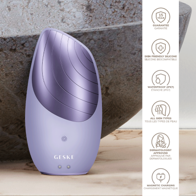 Електронна звукова термо щітка для обличчя GESKE Sonic Thermo Facial Brush 6 в 1 фіолетовий