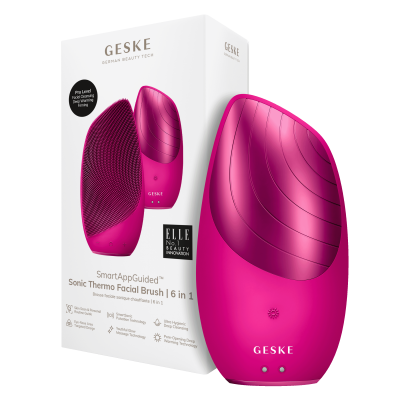 Електронна звукова термо щітка для обличчя GESKE Sonic Thermo Facial Brush 6 в 1 пурпуровий