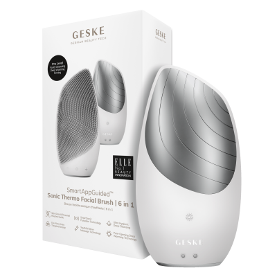 Електронна звукова термо щітка для обличчя GESKE Sonic Thermo Facial Brush 6 в 1 білий