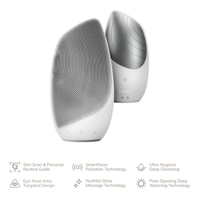 Електронна звукова термо щітка для обличчя GESKE Sonic Thermo Facial Brush 6 в 1 білий