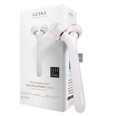 Електронний звуковий ролик для обличчя GESKE Sonic Facial Roller 4 в 1 пудровий