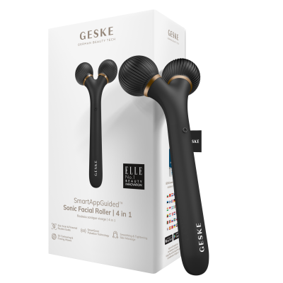 Електронний звуковий ролик для обличчя Geske Sonic Facial Roller 4 в 1 сірий