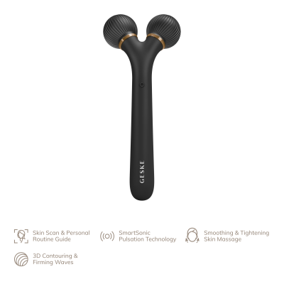 Електронний звуковий ролик для обличчя Geske Sonic Facial Roller 4 в 1 сірий