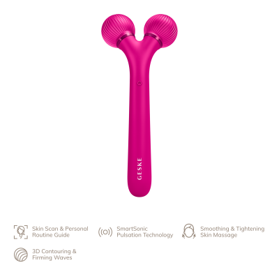 Електронний звуковий ролик для обличчя GESKE Sonic Facial Roller 4 в 1 пурпуровий Електронний звуковий ролик для обличчя GESKE Sonic Facial Roller 4 в 1 пурпуровий