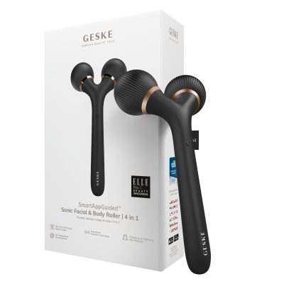 Електронний звуковий ролик для обличчя та тіла GESKE Sonic Facial & Body Roller 4 в 1 сірий