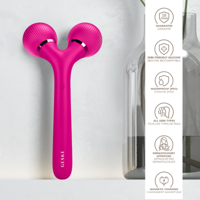 Електронний звуковий ролик для обличчя та тіла GESKE Sonic Facial & Body Roller 4 в 1 пурпуровий